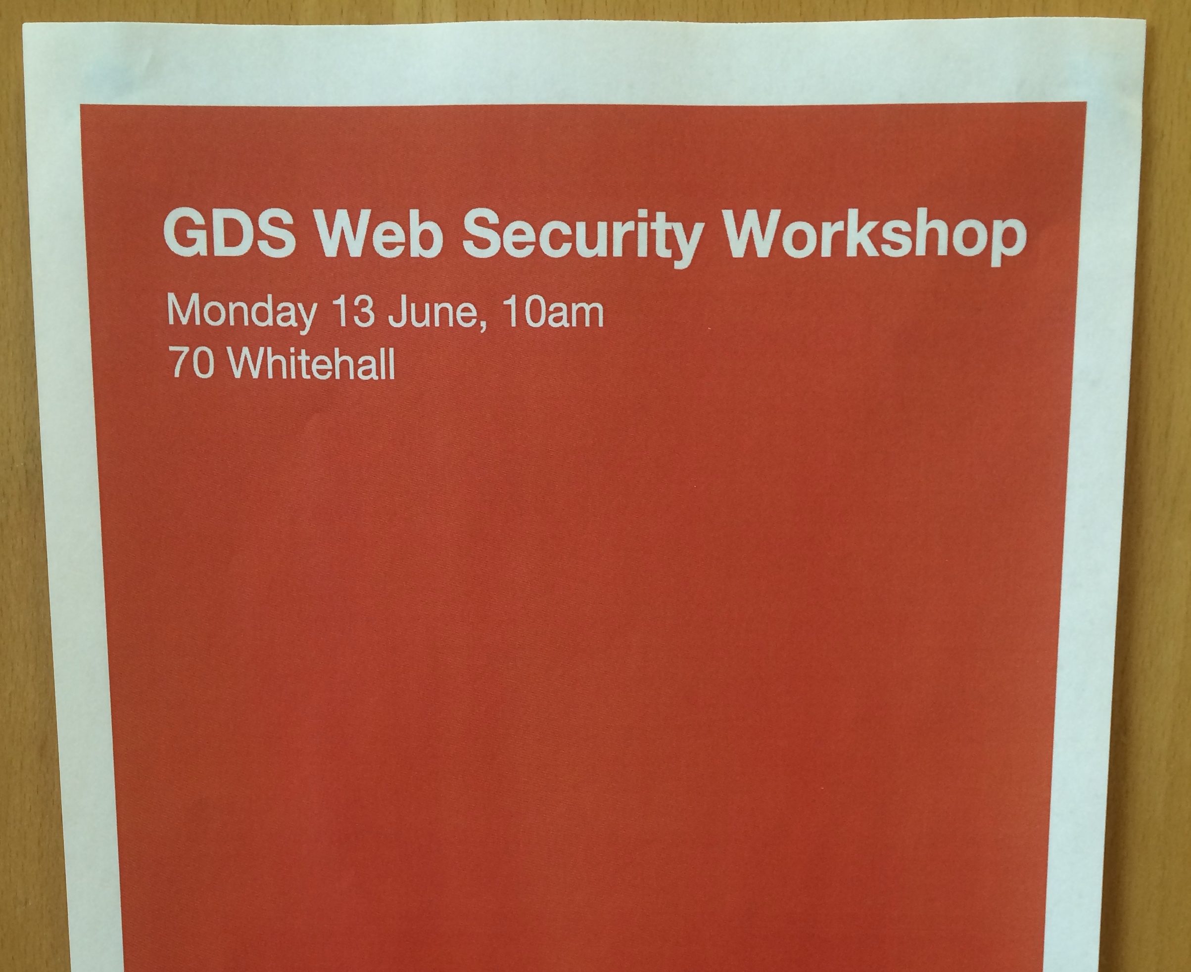 GDS Web Security Workshop poster