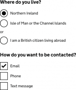 An image of our new radio buttons in use on Verify.
