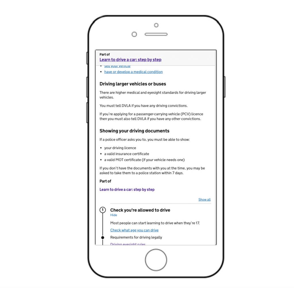 "GOV.UK step by step guide on iPhone"
