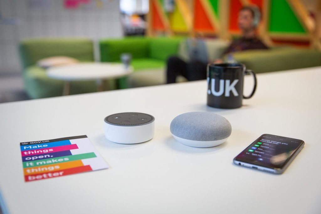 Voice assistants on a table